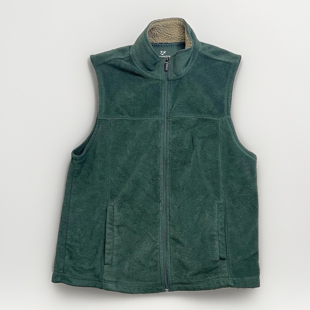 Outdoor Life Men's Fleece Vest Full Zip Green Size L Sherpa Lined